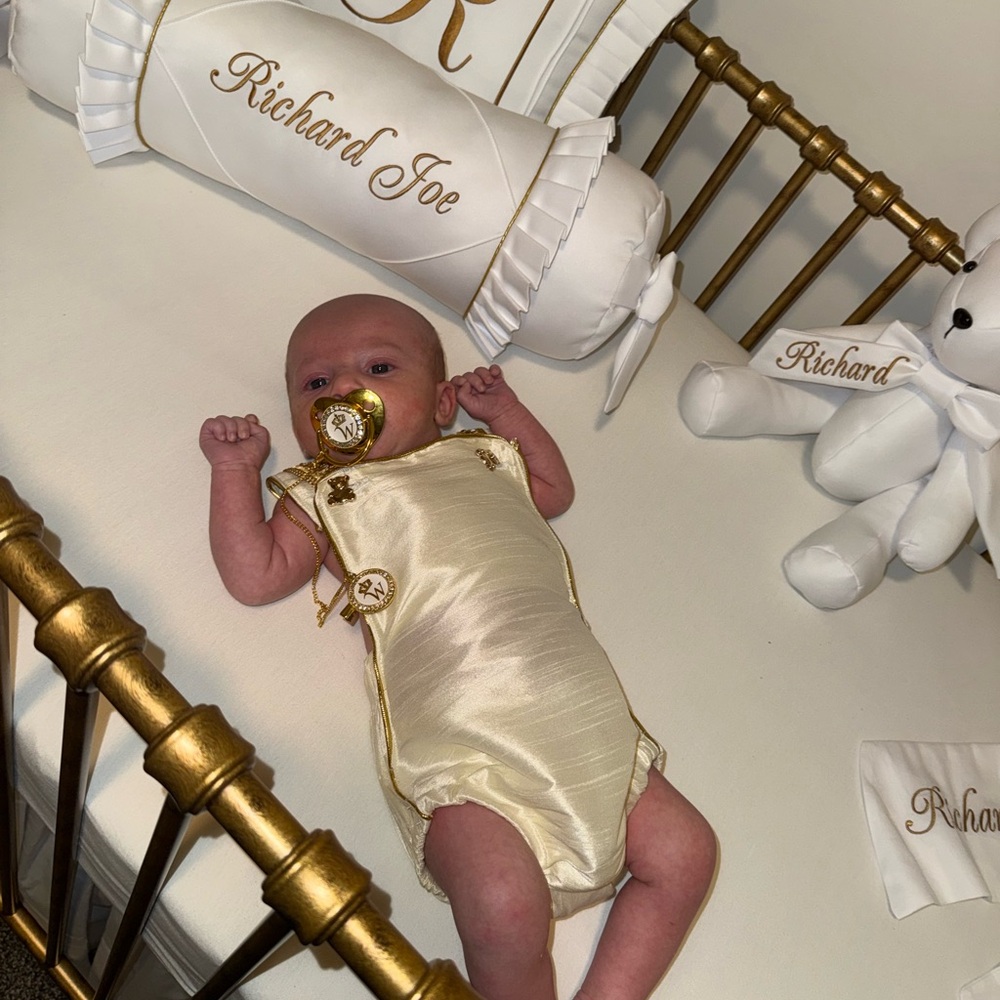 Gold Baby Onesie with Bear Accents